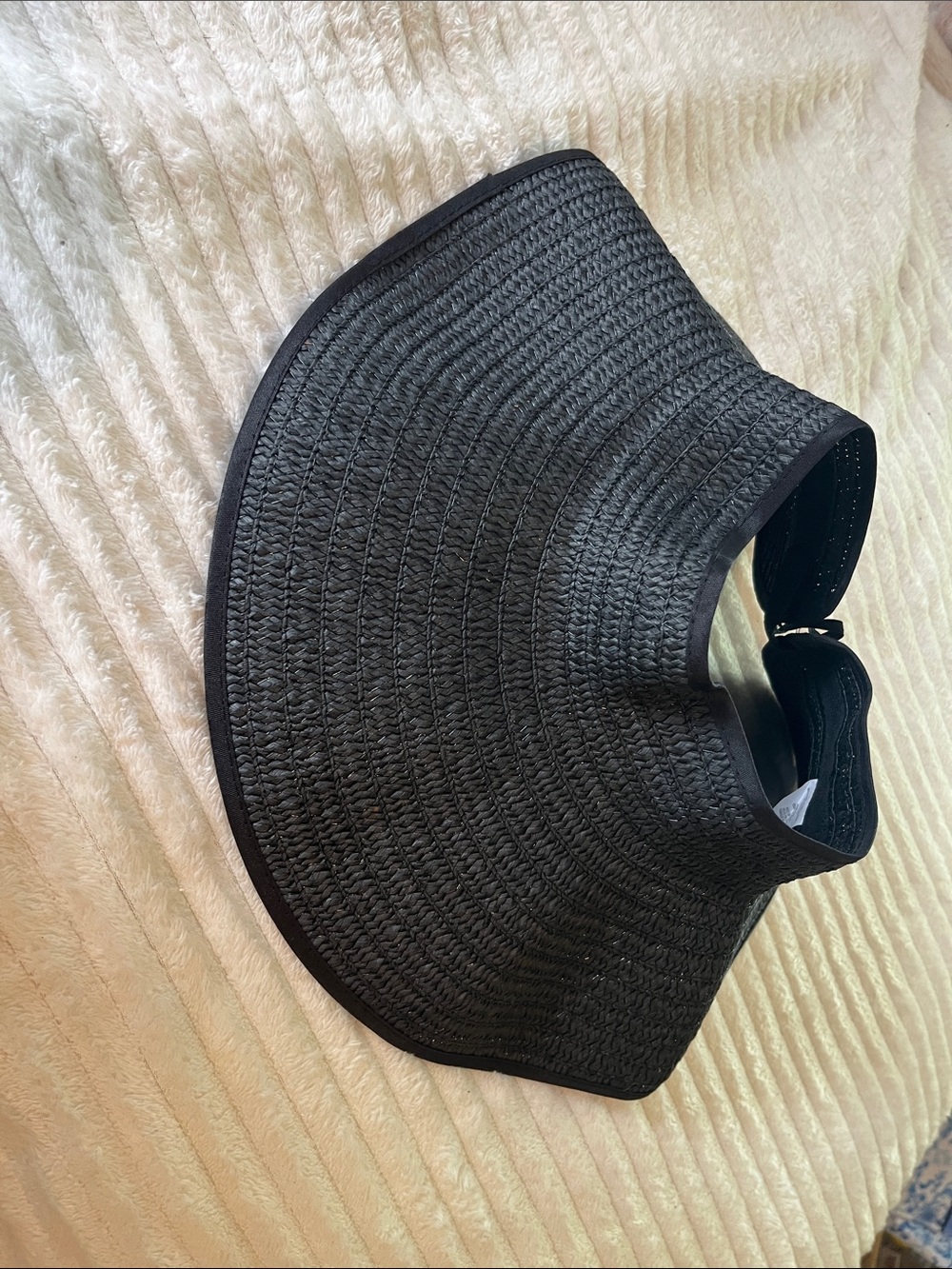 Black Straw Sun Visor Hat - Unbranded